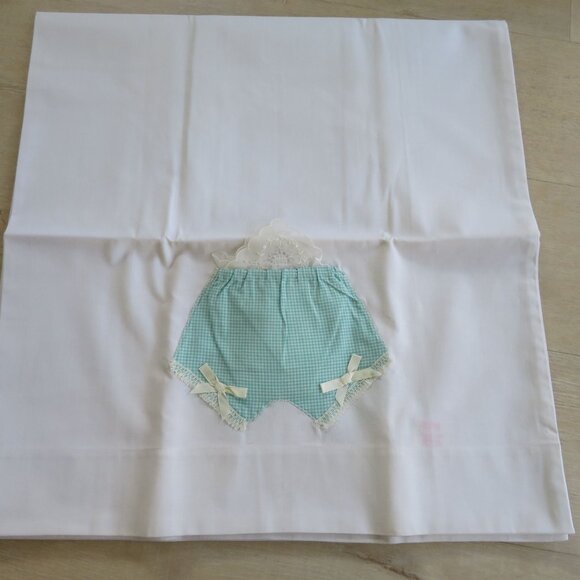 Vintage Stevens Pillowcase Set Boy Girl Gingham Pants Pocket Handkerchief Accent - Picture 13 of 13